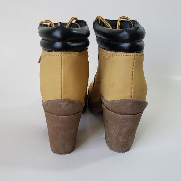 Joe Boxer Allyn Chunky Ankle Booties Women 8 Beige Tan Faux Leather Block Heel - Picture 13 of 16